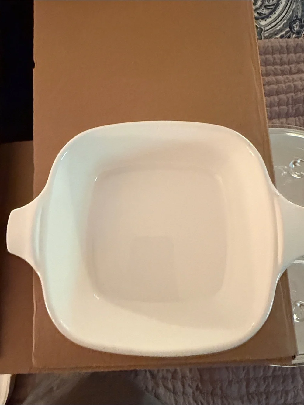 Corningware White Ceramic Baking Dishes with Blue Floral Accents (Pair)